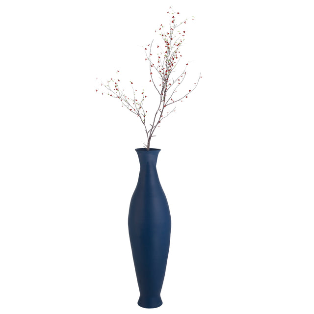 Modern Bamboo Floor Vase - Decorative 43-inch Vase for Living Room, Dining Room, or Entryway - Fill with Dried Branches or Flowers - Contemporary Tall Vase - Unique Bamboo Design, Blue - LEHADAR