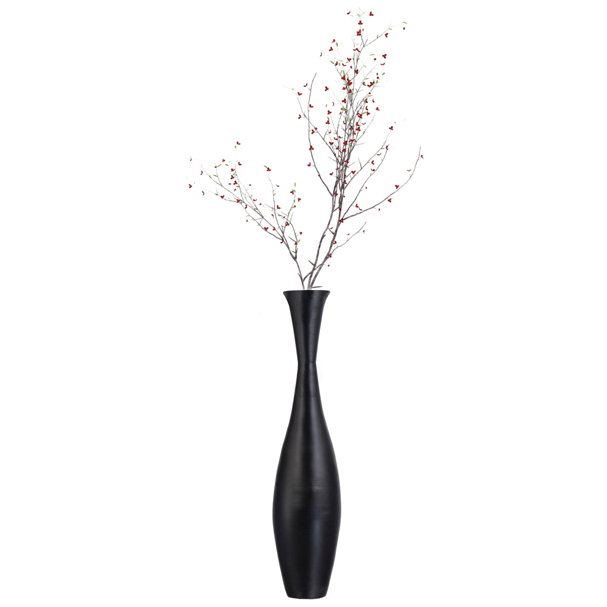 Black Bamboo Floor Vase - 43-inch Modern Elegance, Living Room Decor, Entryway, Dining Accent, Versatile Floral Styling, Home Accessory, Interior Design Upgrade, Tall Vase, Elegant Room Enhancement - LEHADAR