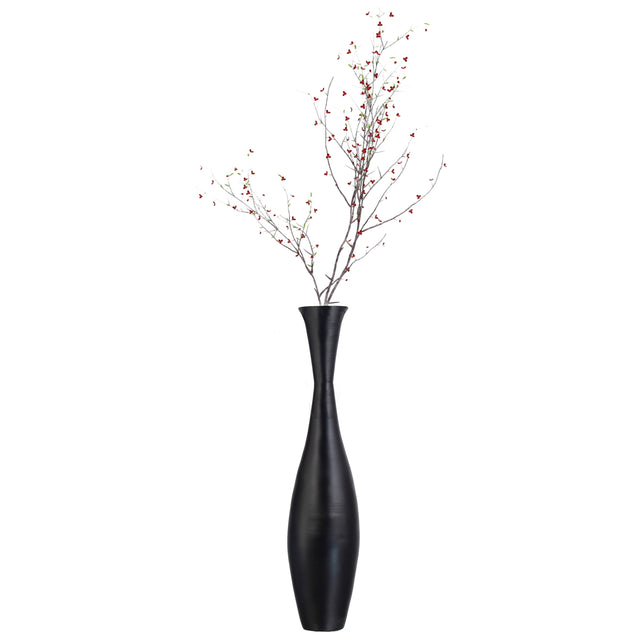 Black Bamboo Floor Vase - 43-inch Modern Elegance, Living Room Decor, Entryway, Dining Accent, Versatile Floral Styling, Home Accessory, Interior Design Upgrade, Tall Vase, Elegant Room Enhancement - LEHADAR