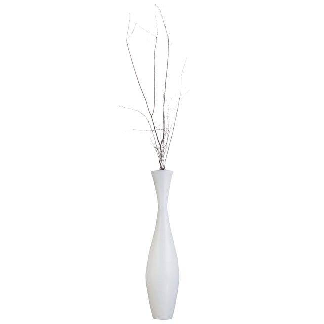 White Bamboo Floor Vase - 43-inch Modern Elegance, Living Room Decor, Entryway, Dining Accent, Versatile Floral Styling, Home Accessory, Interior Design Upgrade, Tall Vase, Elegant Room Enhancement - LEHADAR