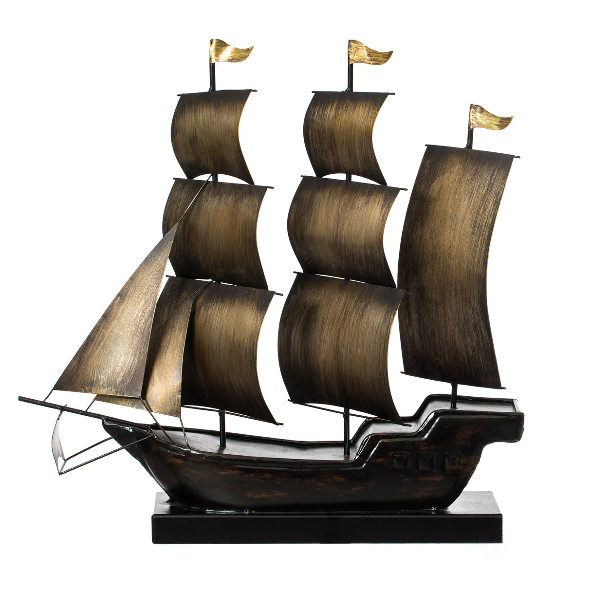 Nautical Home Decor Metal Sailboat Centerpiece Ship Decor Desktop Decoration, Natural - LEHADAR
