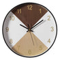 Decorative Modern Round Wood- Looking Plastic Wall Clock for Living Room, Kitchen, or Dining Room, Brown and Beige - LEHADAR