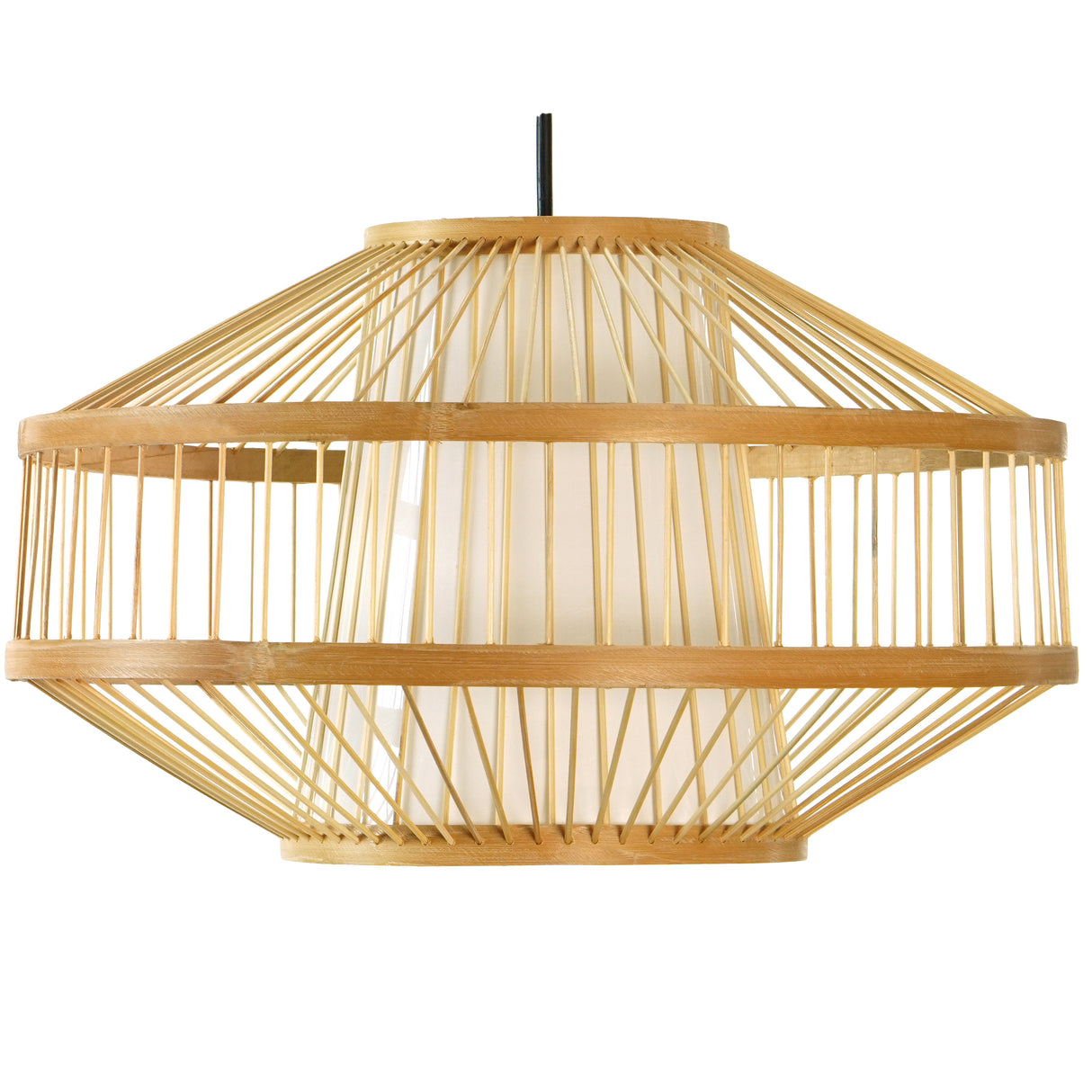 Modern Bamboo Lantern Pendant Lamp Hanging Light Shade for Entryway and Living Room, Small - LEHADAR