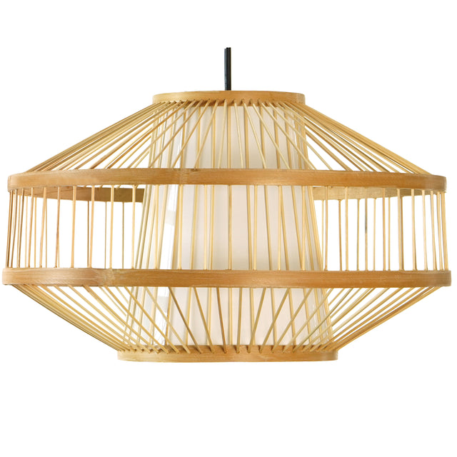 Modern Bamboo Lantern Pendant Lamp Hanging Light Shade for Entryway and Living Room, Small - LEHADAR