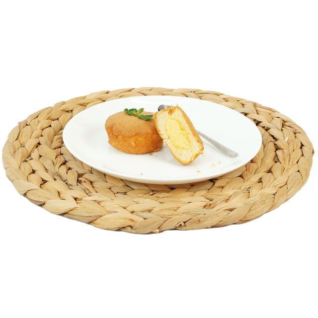 Set of 4 Decorative Round 11.5"" Natural Woven Handmade Water Hyacinth Placemats - LEHADAR