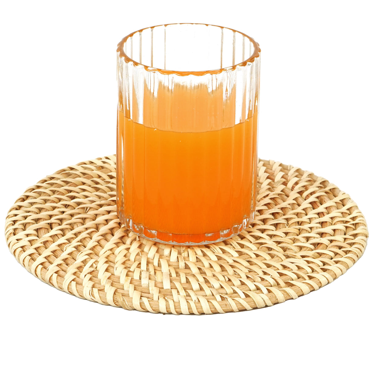 Set of 4 Decorative Round 5.25'' Natural Woven Handmade Rattan Placemats - LEHADAR