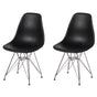 Mid-Century Modern Style Plastic DSW Shell Dining Chair with Metal Legs, Black Set of 2 - LEHADAR