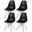 Mid-Century Modern Style Plastic DSW Shell Dining Chair with Metal Legs, Black Set of 4 - LEHADAR