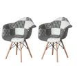 Mid-Century Modern Style Fabric Lined Armchair with Beech Wooden Legs, Black and White Set 2 - LEHADAR