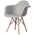 Mid-Century Modern Style Fabric Lined Armchair with Beech Wooden Legs, Grey - LEHADAR