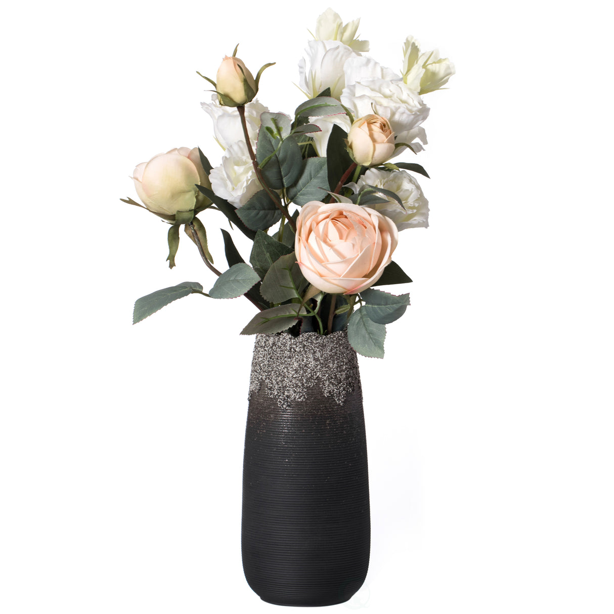 Modern Farmhouse Home D̩cor Accents; Living Room D̩cor, Boho Vases for Table Decor, Housewarming Gift, Black Ceramic Centerpiece Table Vase for Home Decor, Medium - LEHADAR