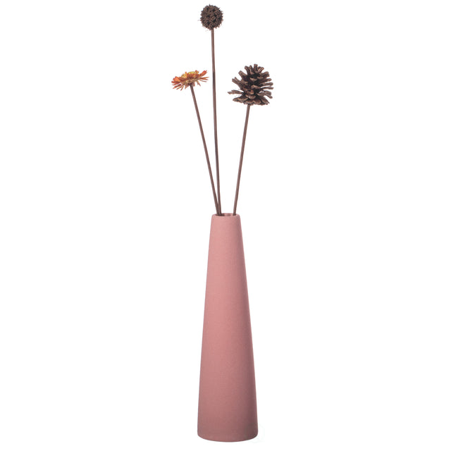 8 Inch Contemporary Ceramic Cone Shape Table Vase Modern Pastel Colored Flower Holder, Pink - LEHADAR