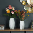 Contemporary Ceramic Marble Look Design Table Vase Geometric Flower Holder Decor, Set of 2 - LEHADAR