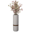Decorative Modern Ceramic Cylinder Shape Table Vase Flower Holder with Rope, White 11 Inch - LEHADAR