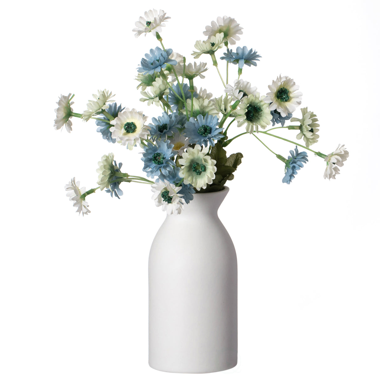Modern White Cylinder Shaped Ceramic Table Flower Vase Holder - Elegant Home Decor Accent, Ideal for Fresh and Artificial Flowers, Stylish Centerpiece for Living Room, Dining Room, and Office, 6 Inch - LEHADAR