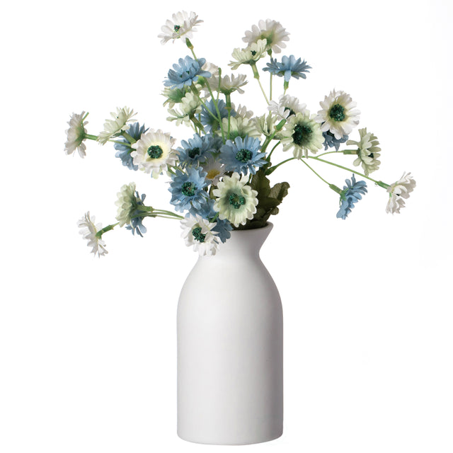 Modern White Cylinder Shaped Ceramic Table Flower Vase Holder - Elegant Home Decor Accent, Ideal for Fresh and Artificial Flowers, Stylish Centerpiece for Living Room, Dining Room, and Office, 6 Inch - LEHADAR