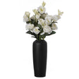 Modern Contemporary Black Ceramic Cylinder Shaped Table Flower Vase Holder ‰ÛÒ Elegant 10.5 Inch Tall Decorative Vase for Fresh or Artificial Flowers, Stylish Home and Office Decor Accent - LEHADAR