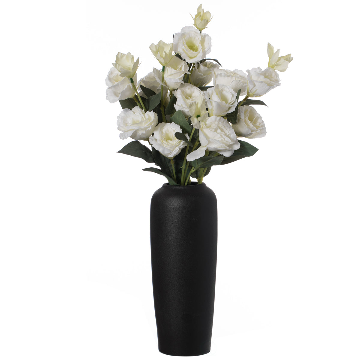 Modern Contemporary Black Ceramic Cylinder Shaped Table Flower Vase Holder ‰ÛÒ Elegant 10.5 Inch Tall Decorative Vase for Fresh or Artificial Flowers, Stylish Home and Office Decor Accent - LEHADAR