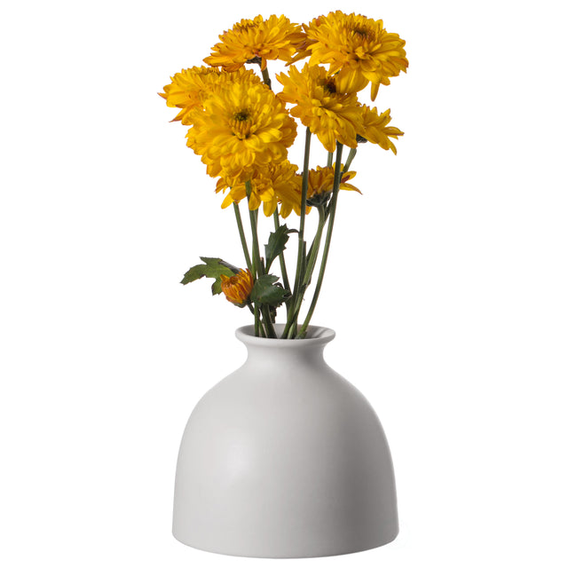 Modern Inkwelll Bottle Shaped Ceramic Table Vase Flower Holder, White 4 Inch - LEHADAR