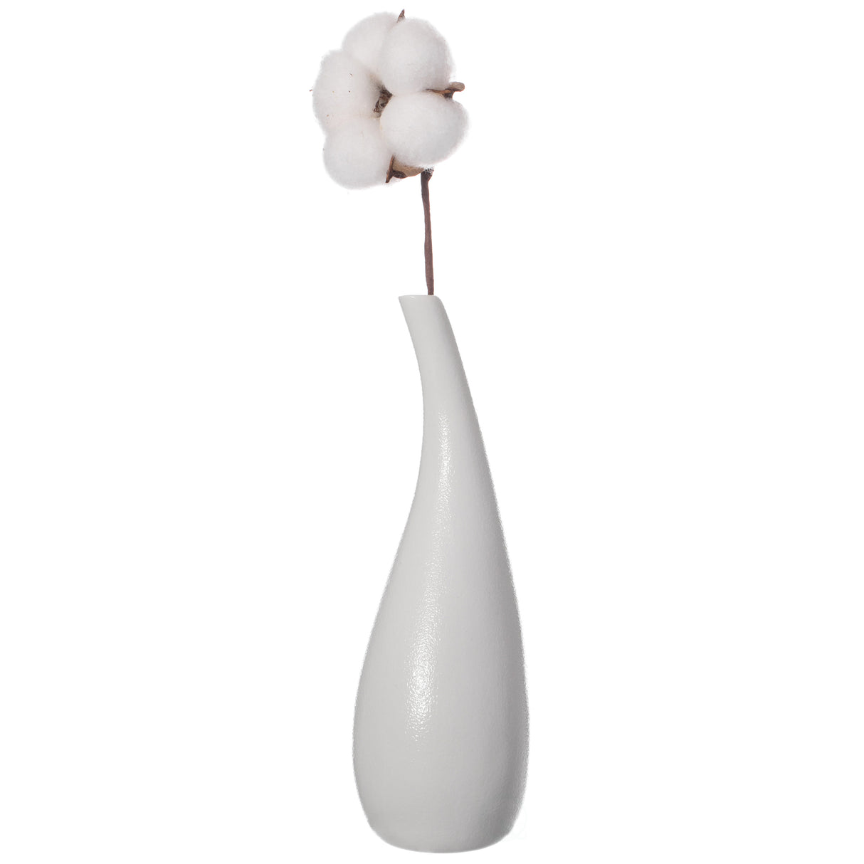 "White Contemporary Unique Teardrop Shaped Ceramic Table Vase Flower Holder, 8 Inch" - LEHADAR