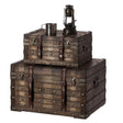 Wooden Brown Storage Trunk with Faux Leather Straps and Handles, Set of 2 - LEHADAR