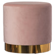 Modern Round Velvet Fabric Standard Ottoman Stool with Gold Base, Pink - LEHADAR