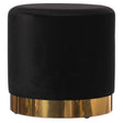 Modern Round Velvet Fabric Standard Ottoman Stool with Gold Base, Black - LEHADAR