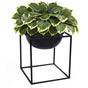 Contemporary Black Metal 9 Inches Tall Table Flower Planter Pot with Stand, Perfect for Adding a Touch of Elegance and Style to your Entryway, Living Room, Kitchen, or Dining Room - LEHADAR
