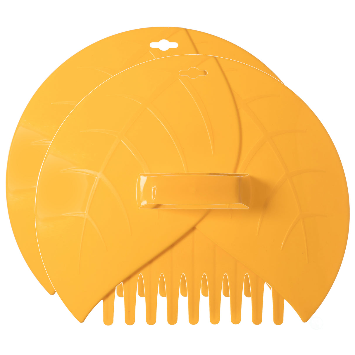Decorative Pair of Leaf Scoops, Hand Rakes for Lawn and Garden Cleanup, Yellow - LEHADAR