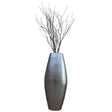 Bamboo Cylinder Floor Vase - Handcrafted Tall Decorative Vase - Ideal for Dining Room, Living Room, 27 Inch Silver - LEHADAR
