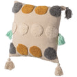 16" Handwoven Cotton Throw Pillow Cover with Tufted Dot Pattern and Side Tassels, Multicolor - LEHADAR