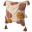 16" Handwoven Cotton Throw Pillow Cover with Tufted Broken Circle Pattern and Side Tassels with Filler, Multicolor - LEHADAR