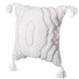 16" Handwoven Cotton Throw Pillow Cover with White Ikat Pattern and Tassel Corners with Filler, White - LEHADAR