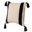 16" Handwoven Cotton Throw Pillow Cover with Side Stripes with Filler, Black - LEHADAR