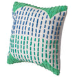 16" Handwoven Cotton Throw Pillow Cover with Ribbed Line Dots and Wave Border, Green - LEHADAR