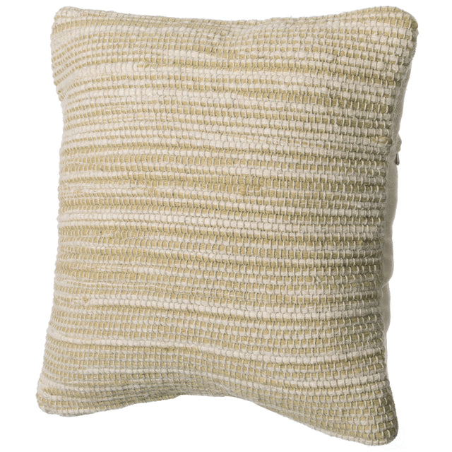 16" Handwoven Wool & Cotton Throw Pillow Cover with Woven Knit Texture with Filler, Sand - LEHADAR