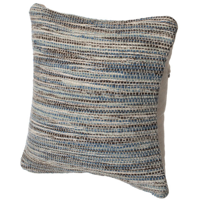 16" Handwoven Wool & Cotton Throw Pillow Cover with Woven Knit Texture, Blue - LEHADAR