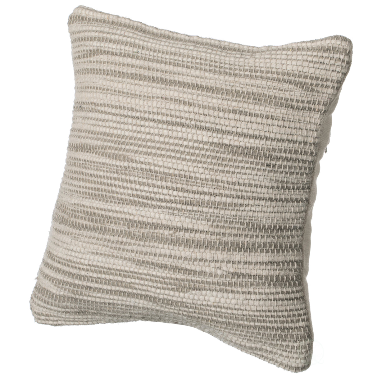16" Handwoven Wool & Cotton Throw Pillow Cover with Woven Knit Texture with Filler, Beige - LEHADAR