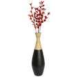 31.5 inch Spun Bamboo Tall Trumpet Floor Vase - Decorative Home Accent, Natural Bamboo, Indoor Decoration, Sustainable Materials, Tall Floral Display, Handmade Bamboo Vase, Floor Standing Vase, Black - LEHADAR
