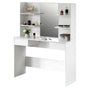 White Modern Wooden Dressing Table with Drawer, Mirror and Shelves for The Dining Room, Entryway and Bedroom - LEHADAR