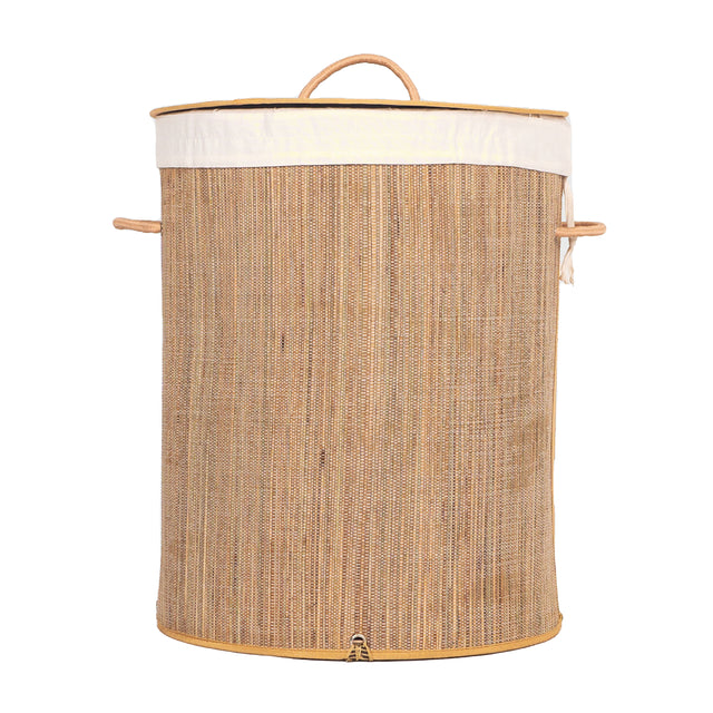 Round Mendong Collapsible Waterproof Laundry Hamper with Lid and Handles for Organizer, Clothes, Toy Durable Folder Washing Bin for Easy Carrying - LEHADAR