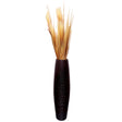 Brown Decorative Contemporary Mango Wood Ribbed Design Round Floor Vase, 31 Inch - LEHADAR