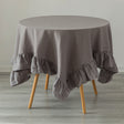 Deerlux 100% Pure Linen Washable Tablecloth with Ruffle Trim, 60" x 80" Rectangle Gray - LEHADAR