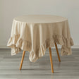 Deerlux 100% Pure Linen Washable Tablecloth with Ruffle Trim, 60" x 60" Square Natural - LEHADAR
