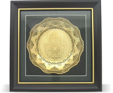 Oval Perforated Plate In Glass Frame 3D, Golden- "Eye" 15*15 Cm - LEHADAR