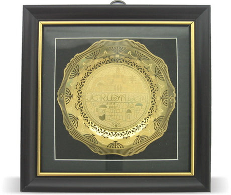 Oval Perforated Plate In Glass Frame 3D, Golden- - LEHADAR