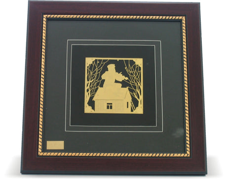 Golden Plate In Glass Frame -Fiddler On The Roof 32*32Cm - LEHADAR
