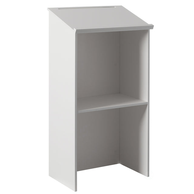 Standing Floor Podium with Storage for Church, School, Office or Home, White - LEHADAR