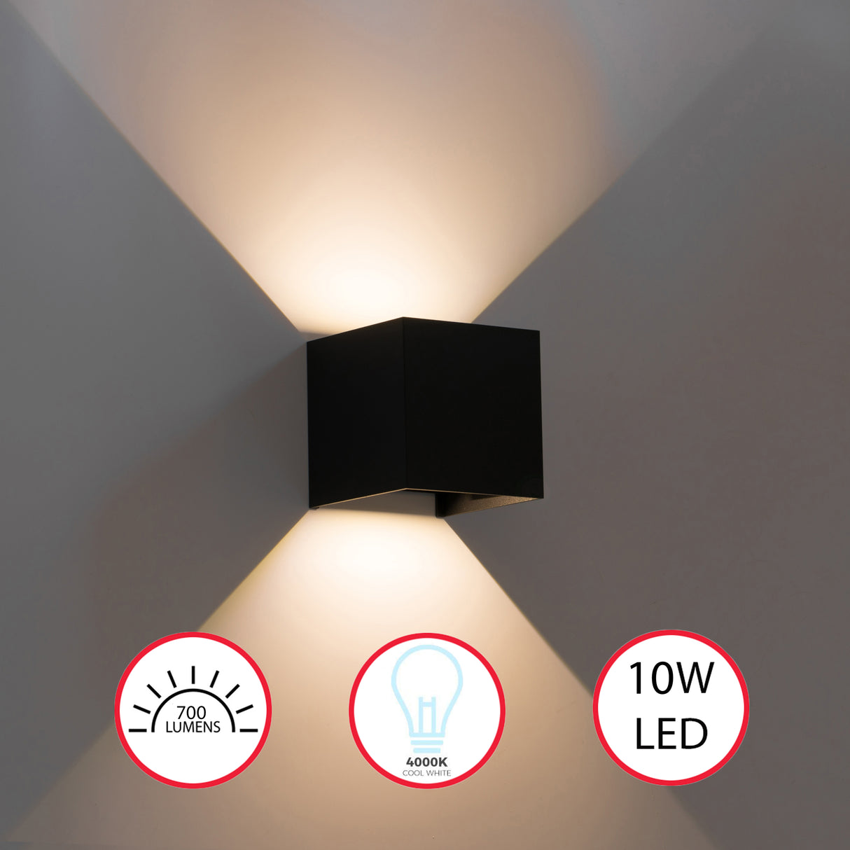 "Modern Wall Sconce LED Waterproof Wall Lamp Aluminum with Adjustable Beam 10-Watt 4000K Cool White Indoor Outdoor for Bathroom Bedroom Corridor Living Room Stairs and Garden, Black - Energy Efficient, Long Lasting, Easy to Install" - LEHADAR