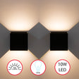 Modern Wall Sconce LED Waterproof Wall Lamp Aluminum with Adjustable Beam 10-Watt 4000K Cool White Indoor Outdoor for Bathroom Bedroom Corridor Living Room Stairs and Garden, Black Set of 2 - LEHADAR